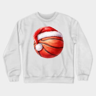 Christmas Basketball Ball in Santa Hat Crewneck Sweatshirt